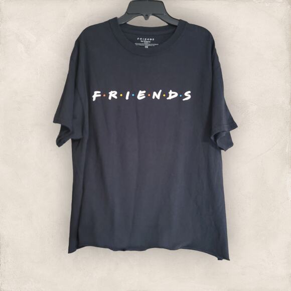 Friends The TV Series Black Crew Neckline Short Sleeve Cropped Raw Hem Top - Picture 1 of 8